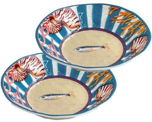Rose & Tulipani Litorale Piatto Fondo Set 2 Pezzi 21cm Melamina