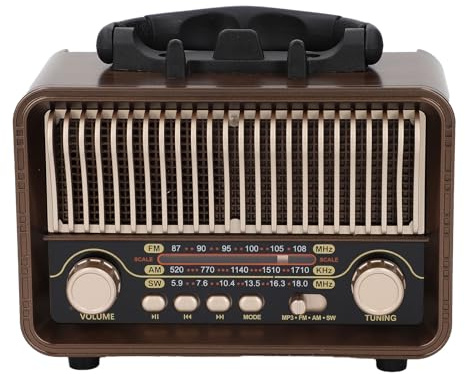 YUEHISY Retro Vintage Radio Portable AM ​​FM SW mit Bluetooth 5.4, Aux USB Port Multi-Band-Empfang, 8-10h-Wiedergabe für Outdoor Travel Camping