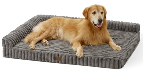 COZY KISS Orthopädisches Hundebett Grosse Hunde, 122x89cm | Kuschelweiches Kunstfell Hundesofa – waschbar, rutschfest, mit abnehmbarem Bezug, wasserdichte Schicht, XXL, Grau