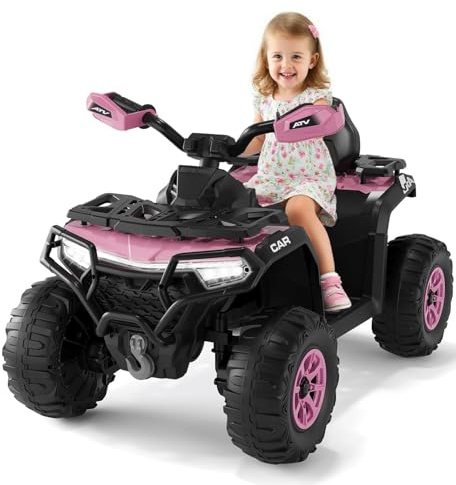 12V Quad électrique pour Enfants, Mit 2X35 W Moteurs Puissants, Quad Enfant avec Musique, Télécommande,Klaxon et Lampe Frontale pour Enfant de 3 à 8 Ans