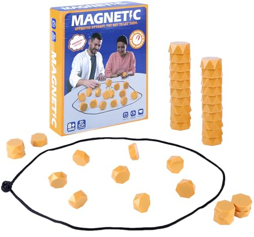 ZoraYorce Magnetspiel 2026, Tragbar Magnetisches Steine-Strategiespiel mit Schnur, 20 Starke Magnet Schach Tischspiele, Camping-Spiele, Geeignet für Familienfeiern, Geburtstagsparty-Spiel
