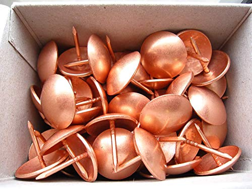 100 Large Copper on Steel Upholstery Nails - 20mm (¾ inch) Diameter Head