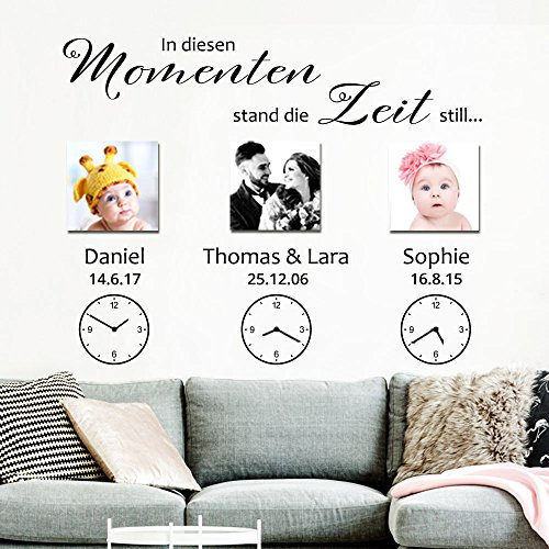 Grandora W5430 Wandtattoo Spruch In diesen Momenten… I lavendel 58 x 41 cm I 3 Wunschdaten Wohnzimmer Flur Aufkleber Wandaufkleber Wandsticker