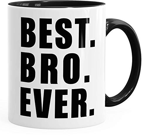 MoonWorks® Kaffee-Tasse Best Bro ever Geschenk Spruch Schwarz 325 ml