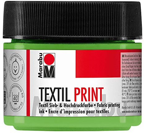 Marabu 17030050960 - Textil Print lichtgrün 100 ml, Sieb- und Hochdruckfarbe auf Wasserbasis, geruchsneutral und lichtecht, lange Offenzeit, für helle und dunkle Textilien