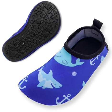Quick Dry Water Shoes for Toddlers & Babies – Non-Slip Aqua Socks for Kids Aged (12-24 Months, Blue Whale) – Infant Swim Shoes for Beach, Pool & Sea Holidays