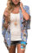 YULOONG Damenmode Bademode Vertuschung Chiffon Blumendruck Kimono Lose Schal Strickjacke Sommer Bluse Bademode Capes, Blau, M