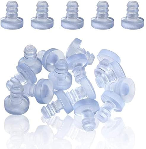 Greluma 100 Pièces de Pare-Chocs de Table en Verre avec Tige, Pinces en Caoutchouc Transparent, Entretoises de Table de Patio, pour Trou de 3/16 Pouces