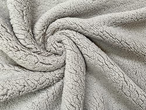 Sherpa-Fleece-Stoff, superweiches Stretchmaterial, Heimdekoration, Polstermöbel, Schneiderei, Plüsch, 165 cm breit, Meterware (grau)