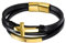 JewelryWe Schmuck Armband Herren Lederarmband Retro Kreuz Handgefertigt Leder Geflochten Mehrreihig Wickelarmband Armreif Manschette mit Edelstahl Magnetverschluss, Schwarz Gold