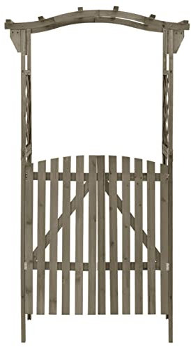 Festnight Pergola avec Portail 116x40x204 cm Gris Bois de Sapin Massif
