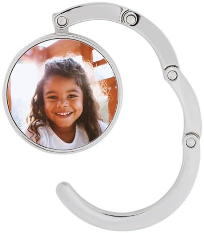 Portaborsa personalizzato - Gancio per borsa rotondo unico in metallo argentato