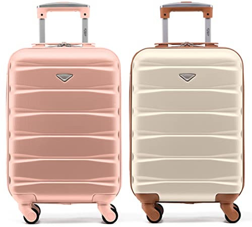 Flight Knight Case 2er-Pack Leichtes starres ABS-Handgepack mit 4 Radern, zugelassen fur uber 100 Fluggesellschaften, darunter Air France, Ryanair und easyJet, 55x35x20cm