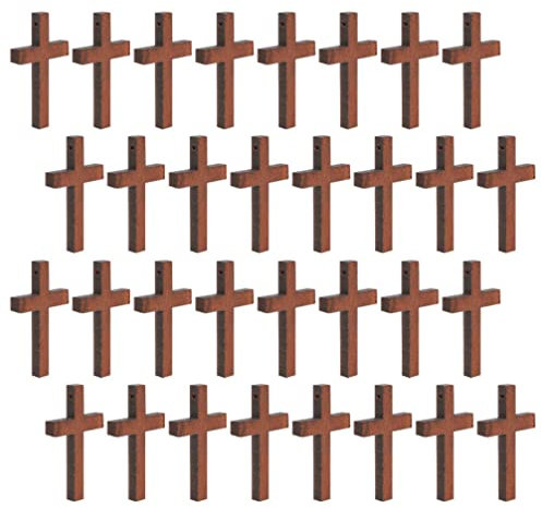 BESPORTBLE 50Pcs Mini Holzkreuz Natürlicher Holzkreuz Anhänger Kleine Kreuzzauber Anhänger für Handwerk DIY Halskette Armband Hellbraun