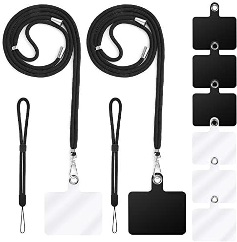Cobee Cordón para teléfono Celular,2 para el Cuello del teléfono+2 para la muñeca del teléfono+6 Parches para la Correa del teléfono, cordón Cruzado de Nailon,Parche para teléfono de PVC con