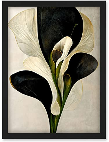Doppelganger33 LTD Beautiful White Calla Lily Flower Abstract Bouquet Artwork Framed Wall Art Print A4