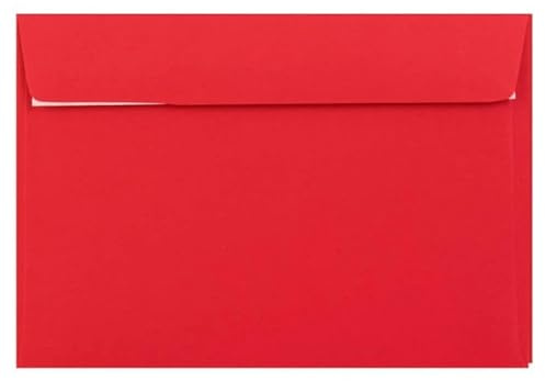 C5 (162x229mm) Coloured Envelopes Perfect for A5 Christmas Cards, Greeting Cards, Wedding Invitations, Crafts and Many More - Pack of 100 envelopes (Red Peel & Seal)