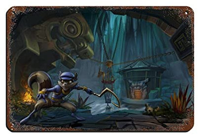 RIELLI Sly Cooper Thieves in Time Spiel 5 Blechschild Vintage Metall Pub Club Cafe Bar Home Wandkunst Dekoration Poster Retro 20 x 30 cm