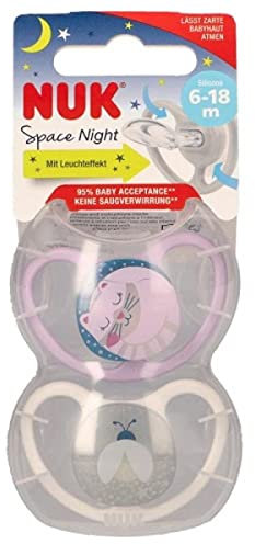 NUK Space Night Schnuller, Größe 2, 2er Pack