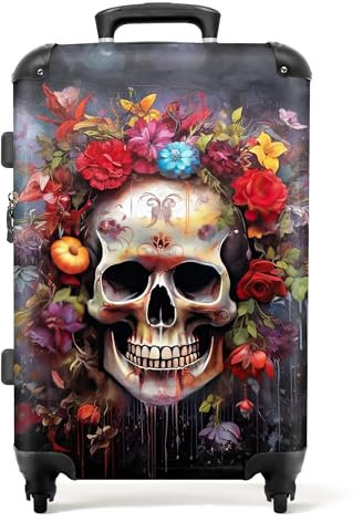 NoBoringSuitcases.com® Handgepäck, Hartschalenkoffer mit TSA Schloss, Trolley, Reisekoffer, Carry on, Rollkoffer, Klein oder Mittelgroß Grau Rot