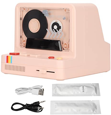Bluetooth-Kassettenspieler, Tragbarer Stereo-Retro-Bluetooth-Lautsprecher für Musikliebhaber und Nostalgie-Fans, Grau (Rosa)