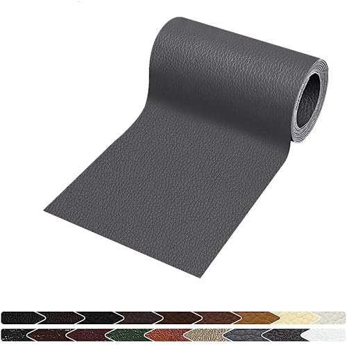 Leder Reparatur Set Lederflicken Selbstklebende,20x160cm Kunstleder Selbstklebend, Kunstleder Reparaturset Leder Patch für Sofa Möbel Bürostuhl Handtaschen Jacken(DunkelGrau)