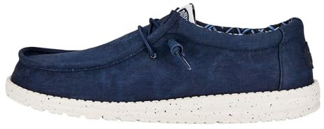 HEYDUDE Wally Canvas Herren - Slip on Schuhe - Mokassin Stil, Navy, 42
