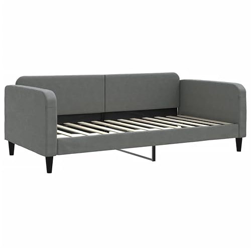 vidaXL Tagesbett, Gästebett 2-in-1, Sofabett Schlafsofa für Schlafzimmer Wohnzimmer, Bettsofa Sofa, Modernes Design, Dunkelgrau 100x200cm Stoff