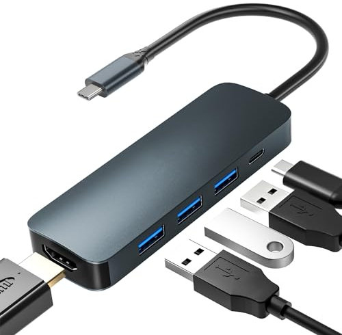 USB 3.0 HUBUSB C Adapter, 5 in 1 USB C Hub to 4K HDMI Multport Adapter,USB C HUB Type C HUB Multi Splitter High Speed 5Gbps For PC Computer Multiport