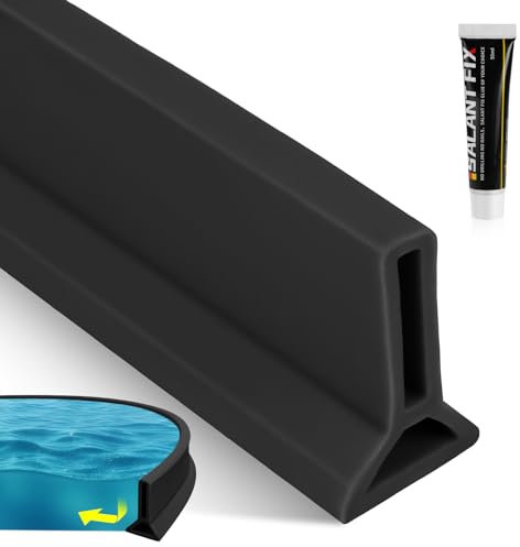 Flintronic Schwallschutzleiste Dusche, Duschdichtungen für Duschtüren, Silikon Duschdichtung Duschkabine, Nass- und Trockenabscheidung Wasserdamm, Bad Wasserbarriere (1M Schwarz, mit 50g Kleber)