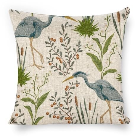 Icotoibabie Leinen-Kissenbezüge, 45,7 x 45,7 cm, Tierreihernähte, Heimdekoration, Kissenbezug für Zimmer, Couch, Sofa, Outdoor, Stuhl, Auto