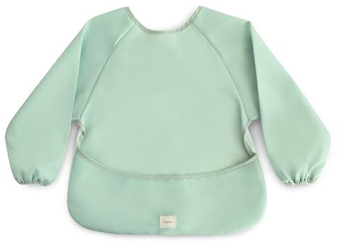 mushie Ärmellätzchen Baby Langarm | Wasserdichtes Lätzchen mit Ärmeln für Kleinkinder | Verstellbare Passform für 6-24 Monate | Farbe: Roman Green