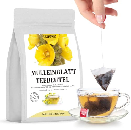 Foglia di Verbasco | Tisana di Verbasco 50 Bustine | Mullein Leaf Tea | Ingredienti naturali al 100%, senza additivi