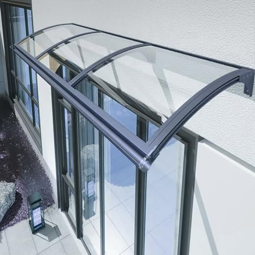 Vordach Haustür,Vordach Überdachung Haustürvordach,Transparent Haustürvordach aus Aluminium und Polycarbonat,UV-beständige,Winddichte Pultvordach,Großes Waschbecken (150x120cm/59x47)