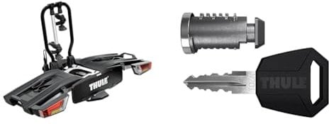 Thule EasyFold XT Fahrradträger für Anhängerkupplung 2 Fahrräder Silber & 450800 One-Key 8 System 8 Pack, Silber/schwarz