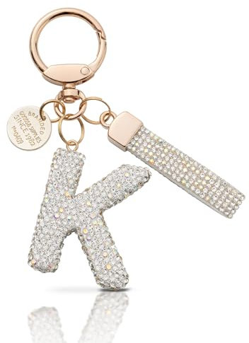 MORSUNBELA Portachiavi Ragazza Con Lettera K, Glitter Strass, per Donna e Coppia - Alfabeto