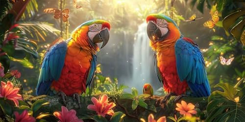 Papagei Malen Nach Zahlen Erwachsene Groß (30X60CM Rahmenlos), Fallen Malen Nach Zahlen Kinder AnfäNger DIY Handgemalt öLgemäLde Kit, Acrylfarben mit 3 Set Pinseln, für Room Zimmer Deko Aesthetic