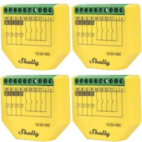 Shelly LED-Lichtcontroller Plus RGBW, PM, BT, WLAN, Unterputz, gelb, 4 Stück