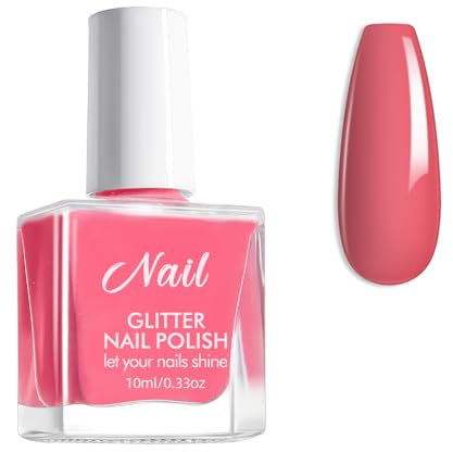 Dusty & Deep Pink Nail Varnish - Quick Dry & Long Lasting Chip Resistant Nail Polish, No Need Cure DIY Home Manicure (10ml)