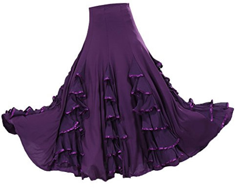 Perfeclan Frauen Spanischer Flamenco Bauchtanz Rock Performance Weibliches Mädchen, Stil 1 Lila, wie beschrieben