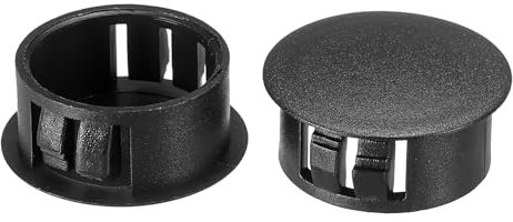 PATIKIL Hole Plugs Plastic, 50 Pcs 22mm(7/8) Screw Bumper Hole Plug Flush Snap Type Round Hole Cover Caps for Round Holes Cabinet Furniture Kitchen, Black