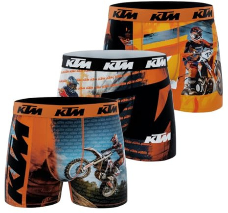 KTM Herren Ktm14/1/Bmx3 Retroshorts, Schwarz/Orange/Weiß, XXL (3er Pack)
