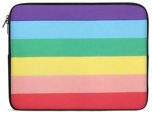 JZemdybill 15inch Laptop Case, Rainbow Colored Horizontal Striped Lines Laptop Sleeve
