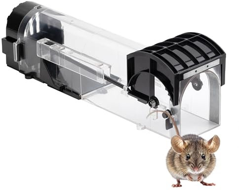 Rat Catcher - Trappola Per topi, Trappole Topi Compatta, Riutilizzabile Con Fori, No Veleni, No Letale, Nero/Trasparente