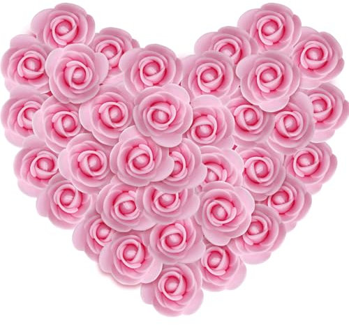 HEOUCH 144 Pièces Fleurs Artificielles, Rose Artificielle en Mousse, Mini Fausse Fleur Decoration, pour DIY Valentine Fête de Mariage Décoration de Vacances, Décoration de Fleurs de 2cm (Rose)