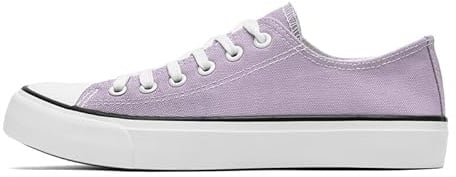 Ladies Canvas Shoes Low Top Trainers for Women Men Classic Lace Up Sneakers Canvas Plimsolls Pumps Casual Tennis Shoes Purple