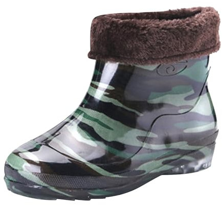 SRTUMEY Stivali di gomma corti da uomo impermeabili antiscivolo stivali alla caviglia Chelsea stivali da pioggia eleganti caldi stivaletti di Wellington scarpe da lavoro all'aperto giardino pesca