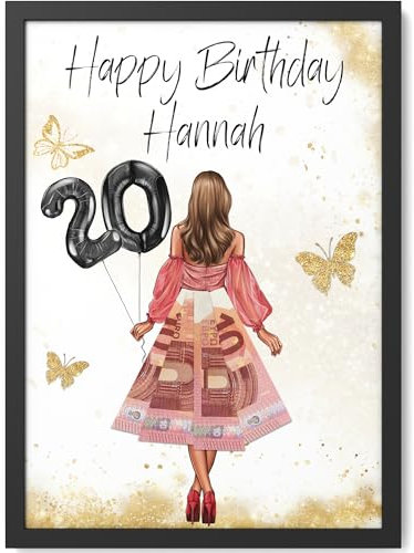 Papierschmiede® Geldgeschenk zum 20. Geburtstag | Look Änderbar! | 20 Jahre Bild mit Rahmen Geburtstagsgeschenk Beste Freundin 20. Geburtstag | Geschenk für Frau | Mädchen Geschenke | Jahrgang 2005