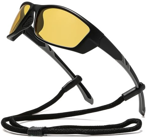 Suertree Polarisiert Sportbrille Sonnenbrille Herren Damen, Schnelle Brille, Winddichte Fahrradbrille UV400, Reitsonnenbrille Outdoor Sports Sonnenbrille, schwarz+gelb