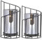 TEUYOE Windlicht Kerzenständer Deko Wohnzimmer, Schwarz Glaszylinder Mit Metall Boden, Windlicht Outdoor Kerzenhalter, Windlichter Tischdeko Für Wohnzimmer, Zimmer, Garten, Esstisch (Schwarz, 2PCS)